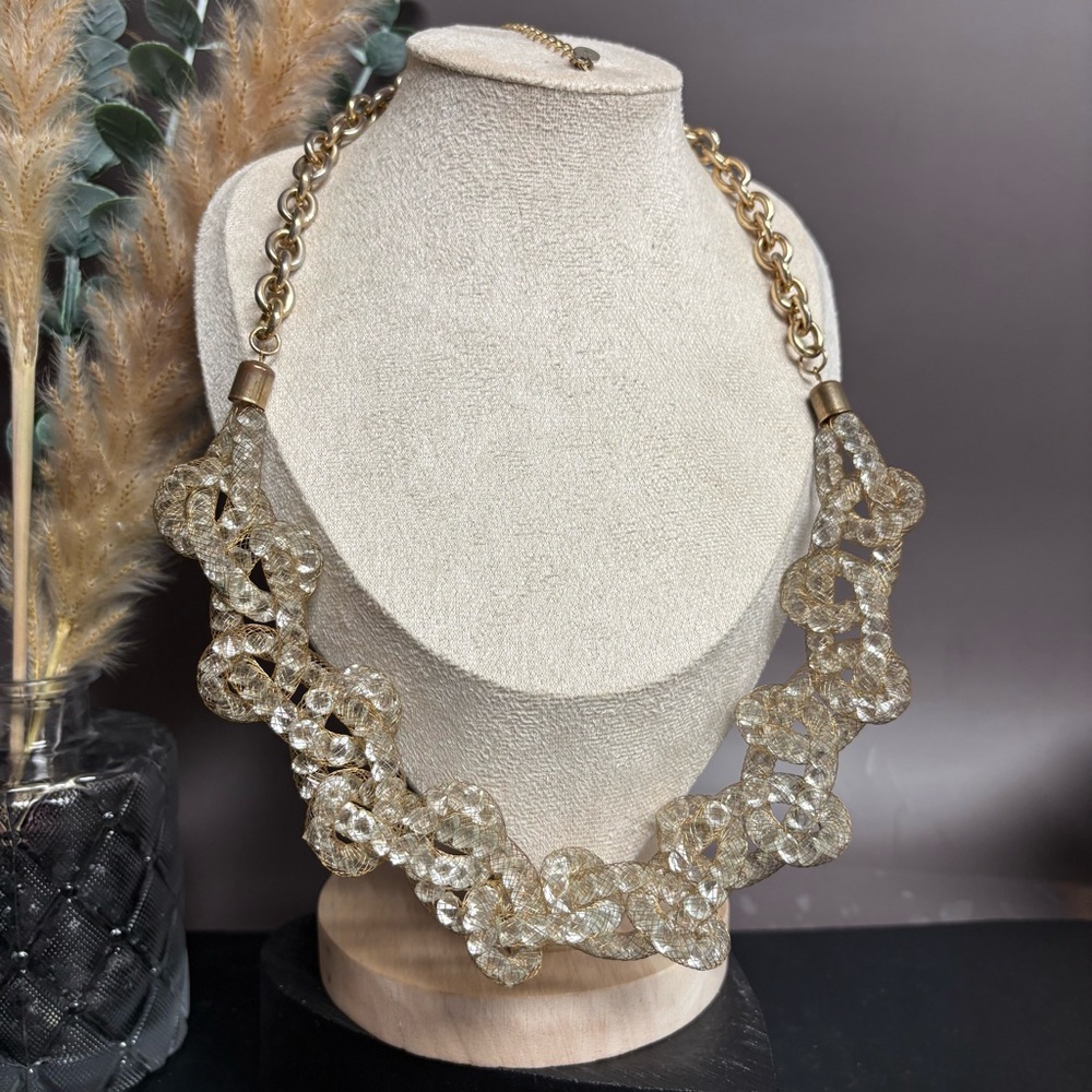 Aldo Gold Mesh Statement Necklace | Chunky Beaded Chain‎ Link